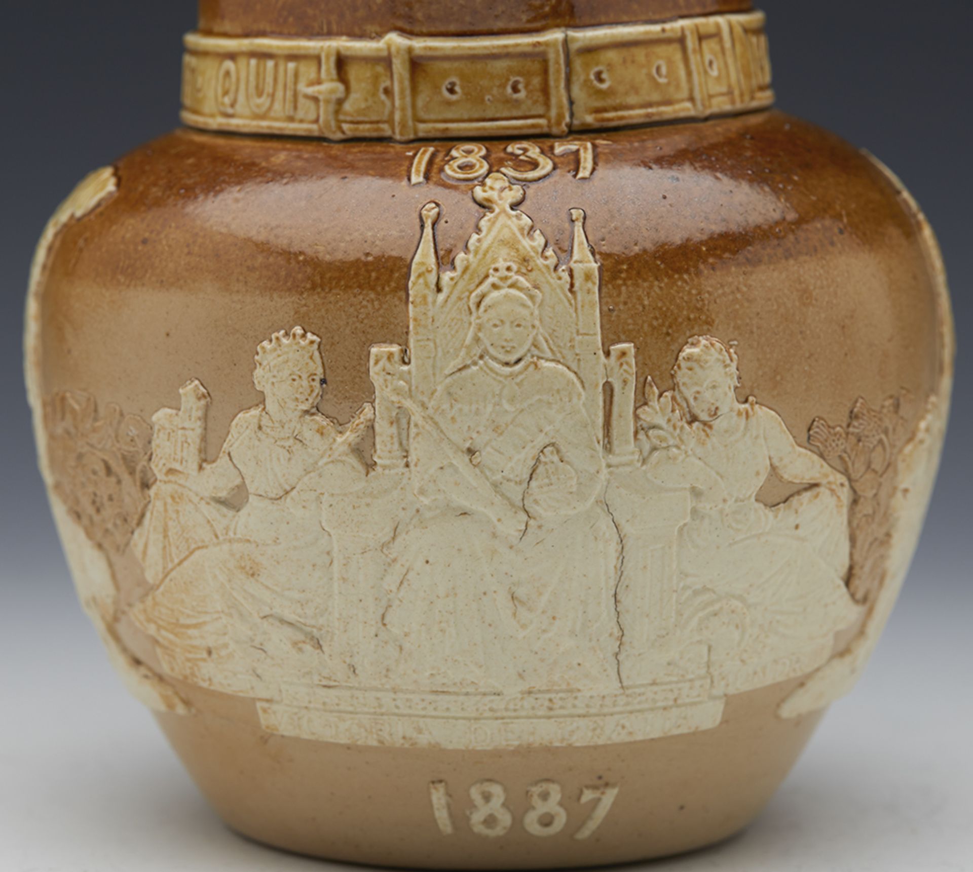 DOULTON LAMBETH QUEEN VICTORIA GOLDEN JUBILEE EMPIRE JUG BY ANNIE SHELTON 1887 - Image 6 of 11