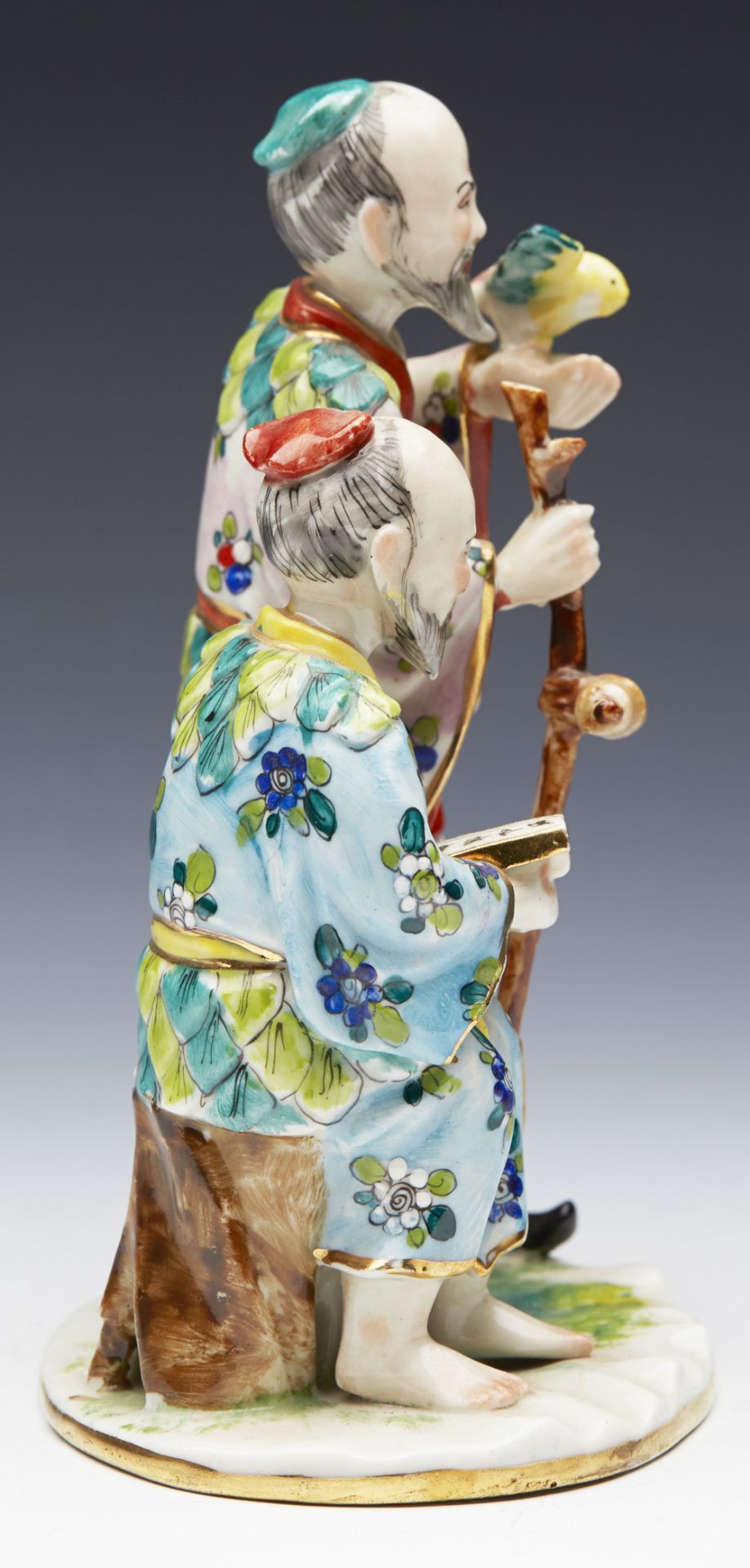 ANTIQUE CONTINENTAL PORCELAIN FIGURE OF TWO CHINESE ELDERS 19TH C. - Image 6 of 12