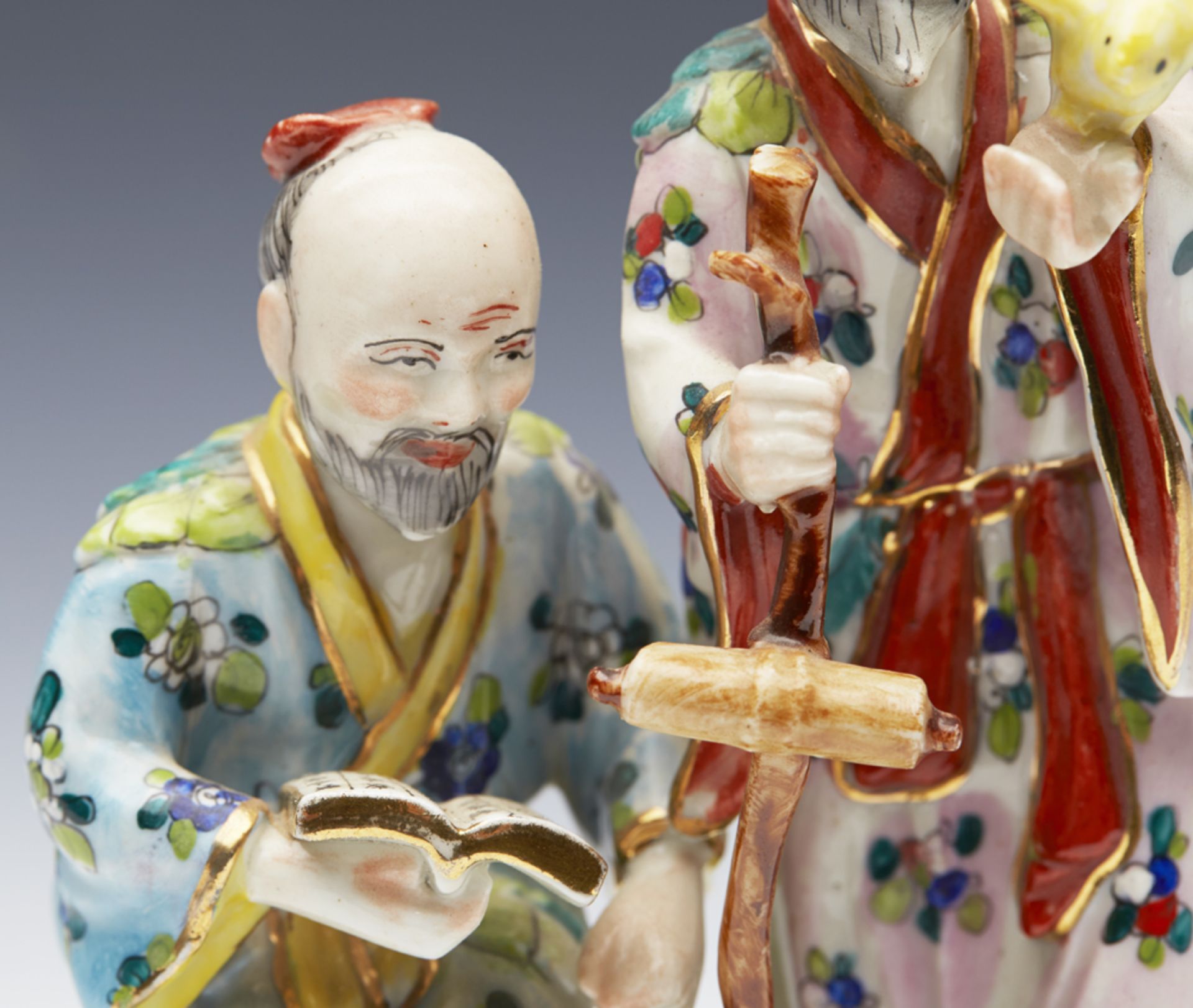 ANTIQUE CONTINENTAL PORCELAIN FIGURE OF TWO CHINESE ELDERS 19TH C. - Image 7 of 12