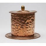 Arts & Crafts copper mounted pottery tobacco jar C.1890