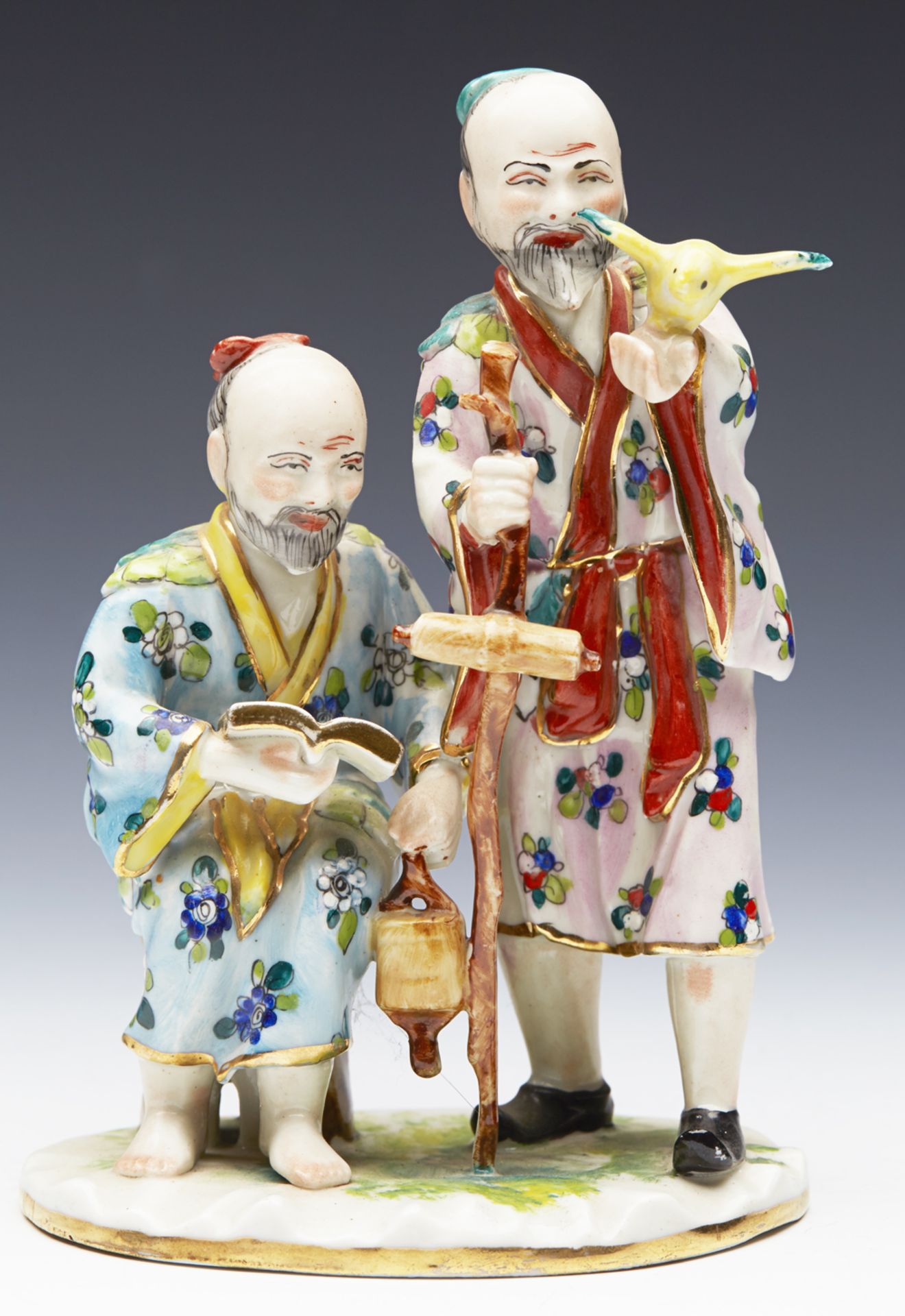 ANTIQUE CONTINENTAL PORCELAIN FIGURE OF TWO CHINESE ELDERS 19TH C. - Image 11 of 12