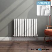 AA21 - 600x780mm Gloss White Double Panel Oval Tube Horizontal Radiator - Huntington Finest. RRP £