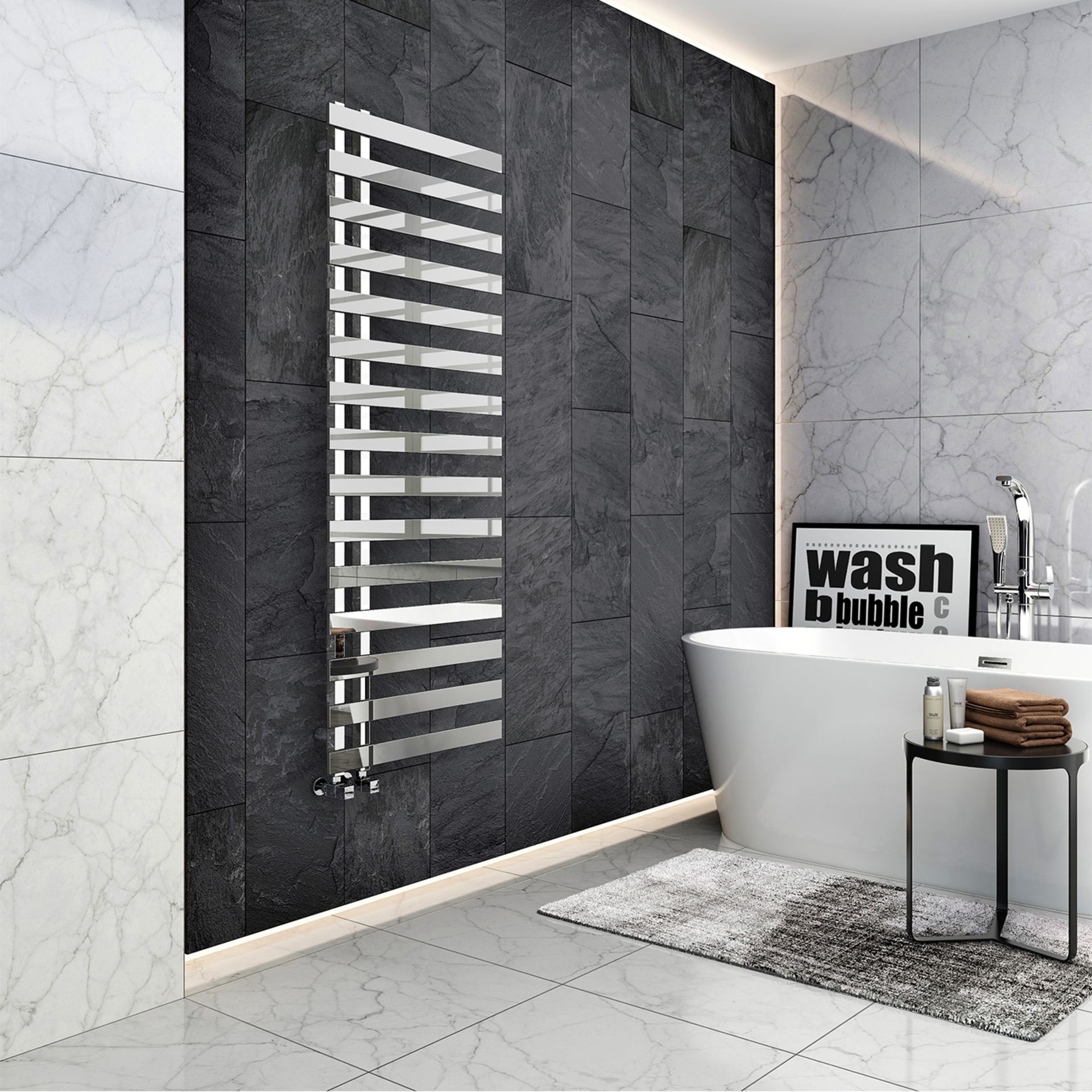 AA60- 1569x600mm Stainless Steel Designer Towel Radiator - Polished Finish. RRP £499.99 We bring you - Image 3 of 3