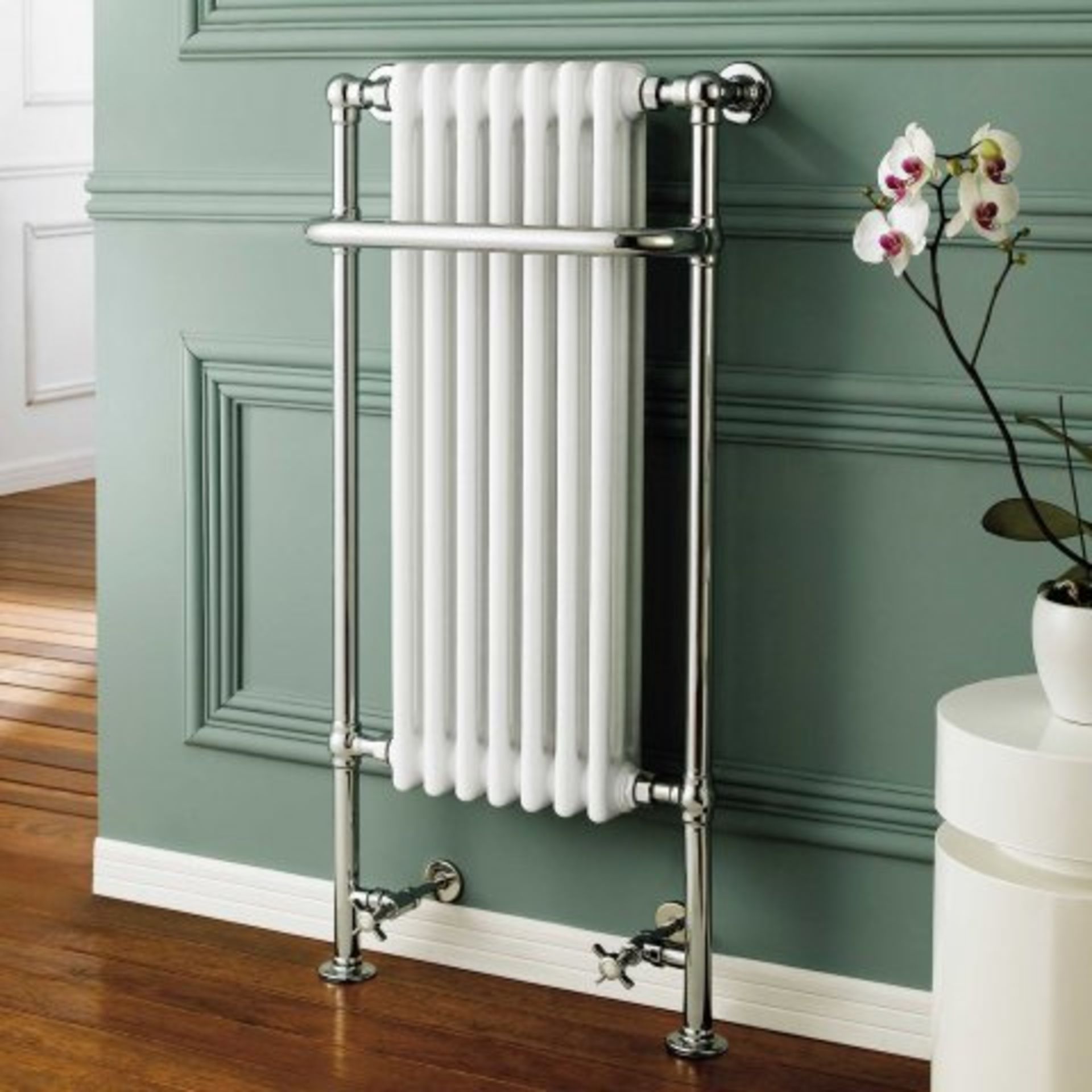 N48 - 1130x553mm Tall Traditional White Towel Rail Radiator - Victoria Premium Combining the best of