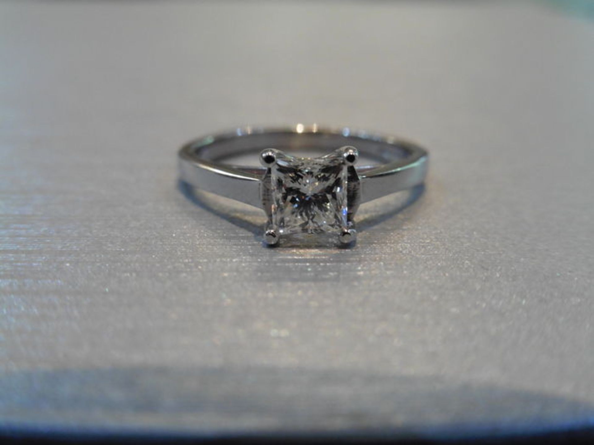 Brand new platinum diamond solitaire ring set with a 0.75ct princess cut diamond, I colour and Vs1 - Image 2 of 3