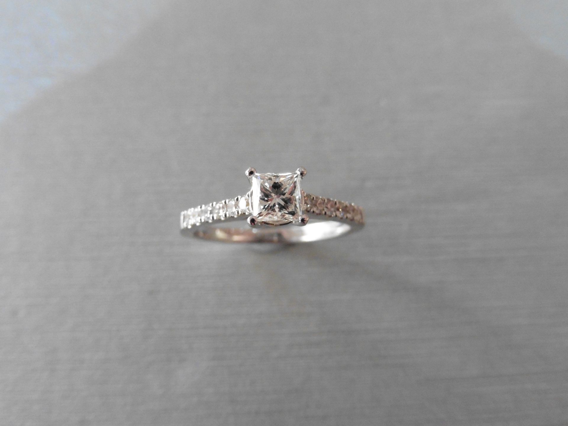 Brand new 18ct white gold diamond set solitaire ring set with a 0.50ct princess cut diamond, H - Image 4 of 4