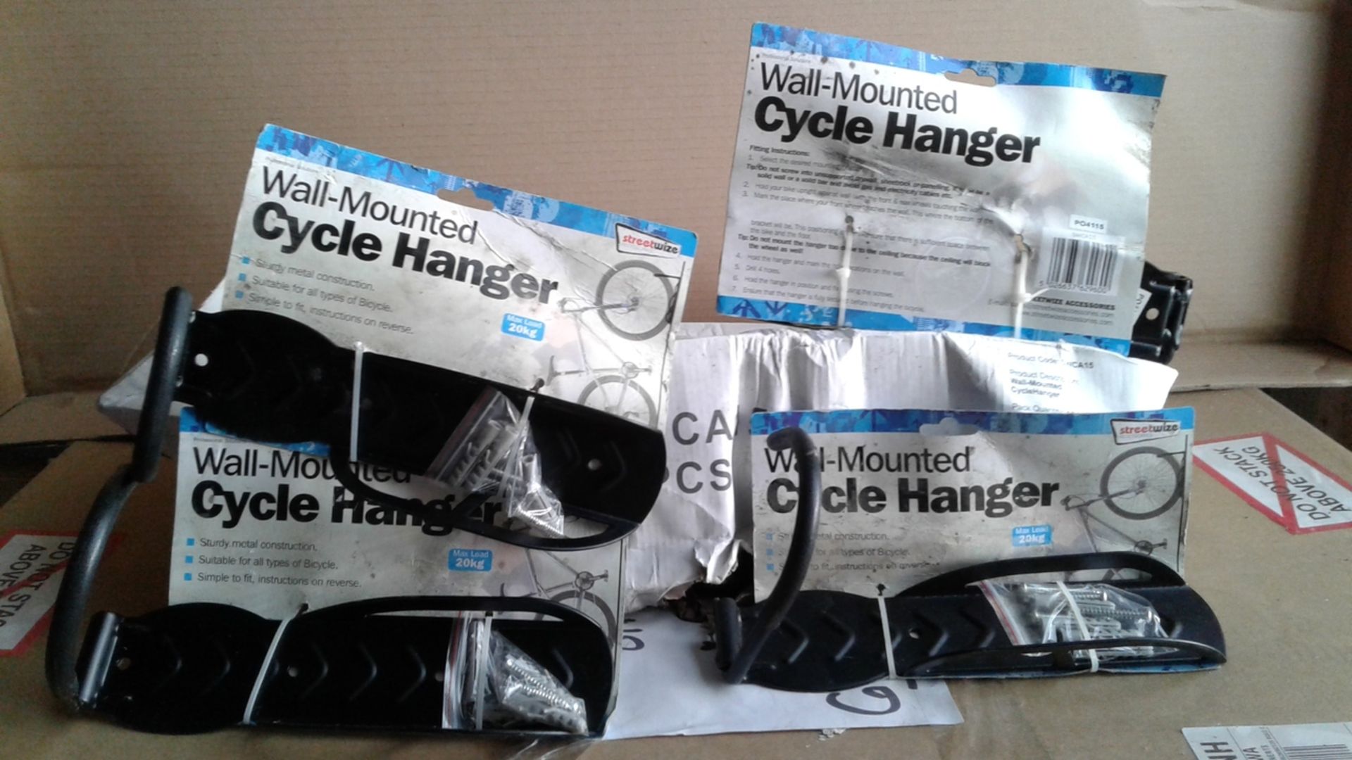 50pcs in lot - New unused wall mounted bike hanger with fixing kit - rrp £9.99 each -