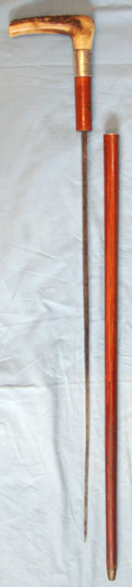 Victorian Leeds Constabulary Police Sword Stick With Sterling Silver Hall Marked Collar