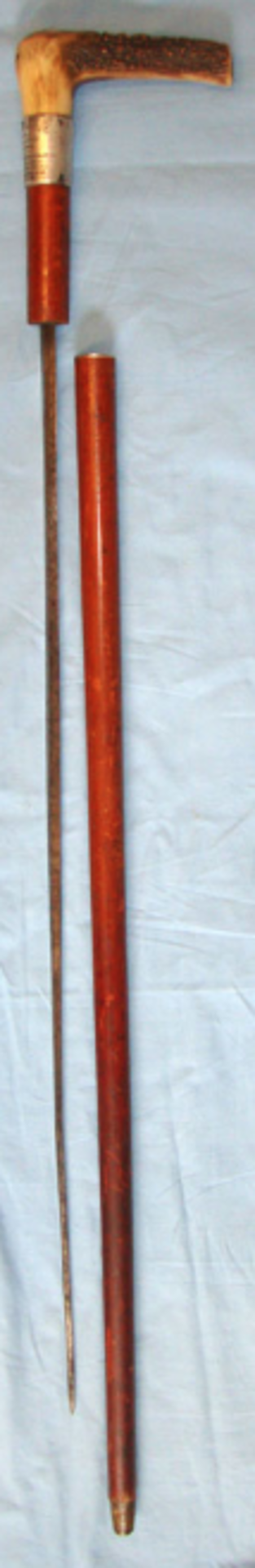 Victorian Leeds Constabulary Police Sword Stick With Sterling Silver Hall Marked Collar - Image 3 of 3