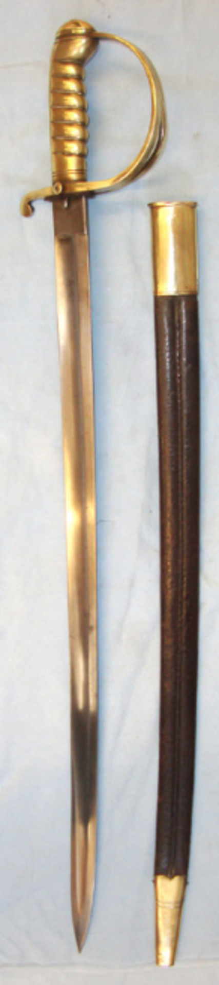Victorian British River Police Cutlass With Crown Inspection Mark & Scabbard
