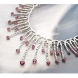 18k White Gold 24.09ct Diamond & 17.44ct Ruby Necklace