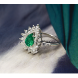 Vintage Platinum 1.00ct Colombian Emerald & 1.84ct Diamond Ring