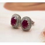 Platinum 1.94ct Ruby & 0.39ct Diamond Stud Earrings