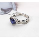 18k White Gold 1.87ct Heart Cut Sapphire & 0.80ct Diamond Ring