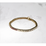 18k Yellow Gold 3.50ct Ruby & 3.50ct Diamond Tennis Bracelet