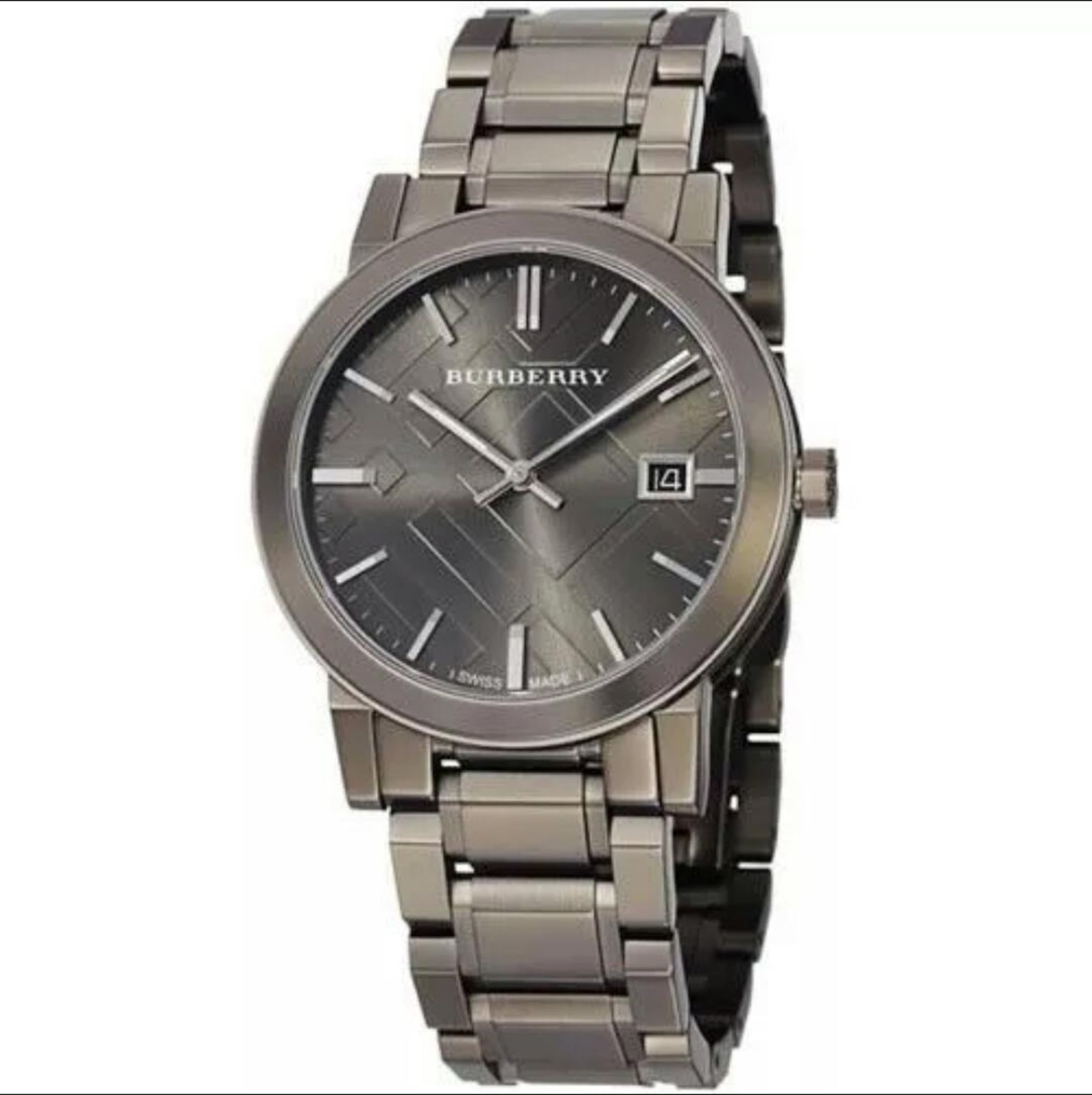 BRAND NEW BURBERRY BU9007,AUTHENTIC GUNMETAL STAINLESS STEEL GENTS WATCH - RRP £399, FREE P&P