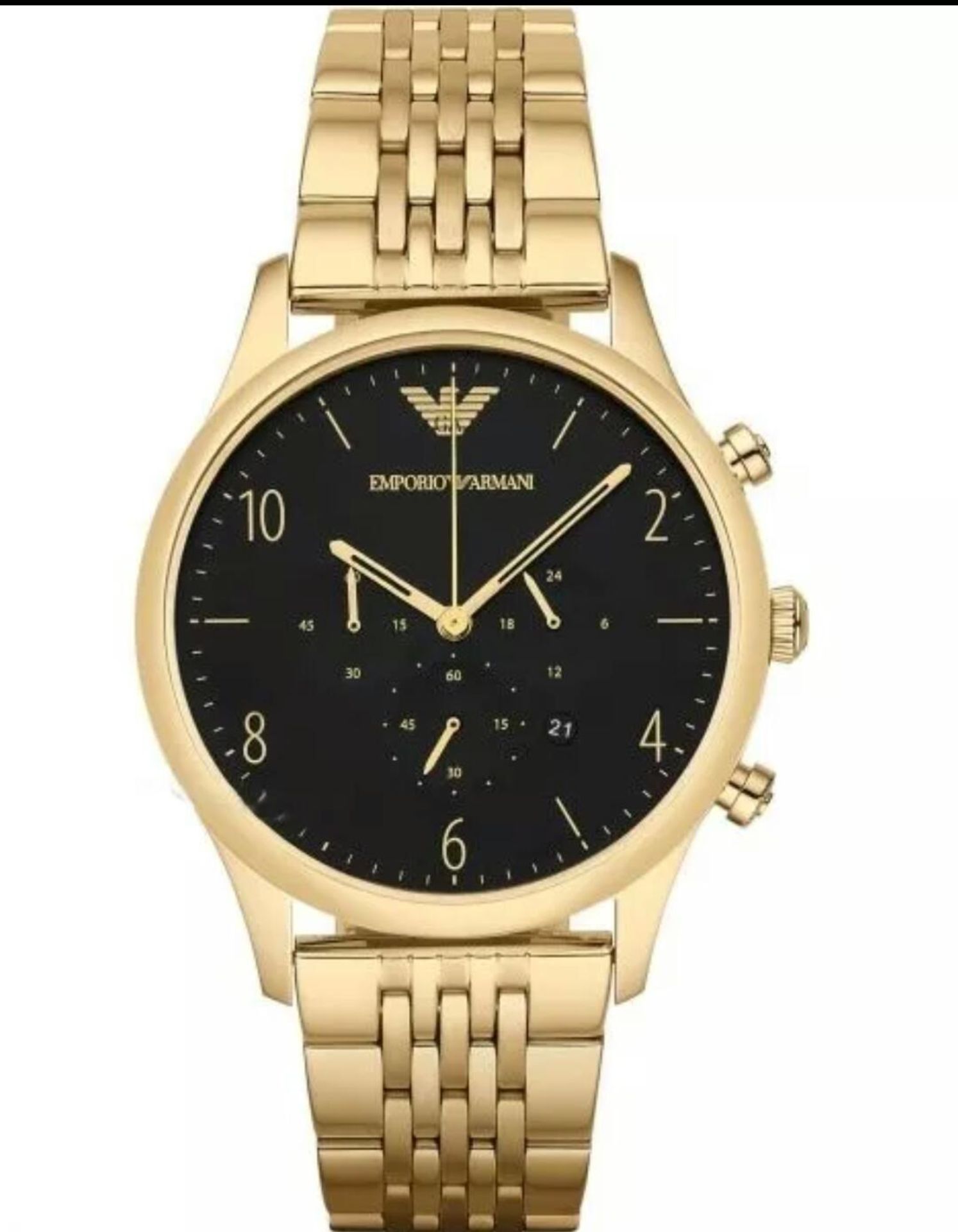 BRAND NEW EMPORIO ARMANI AR1893,GENTS BETA GOLD TONE CHRONOGRAPH DESIGNER WATCH - RRP £349, FREE P&P