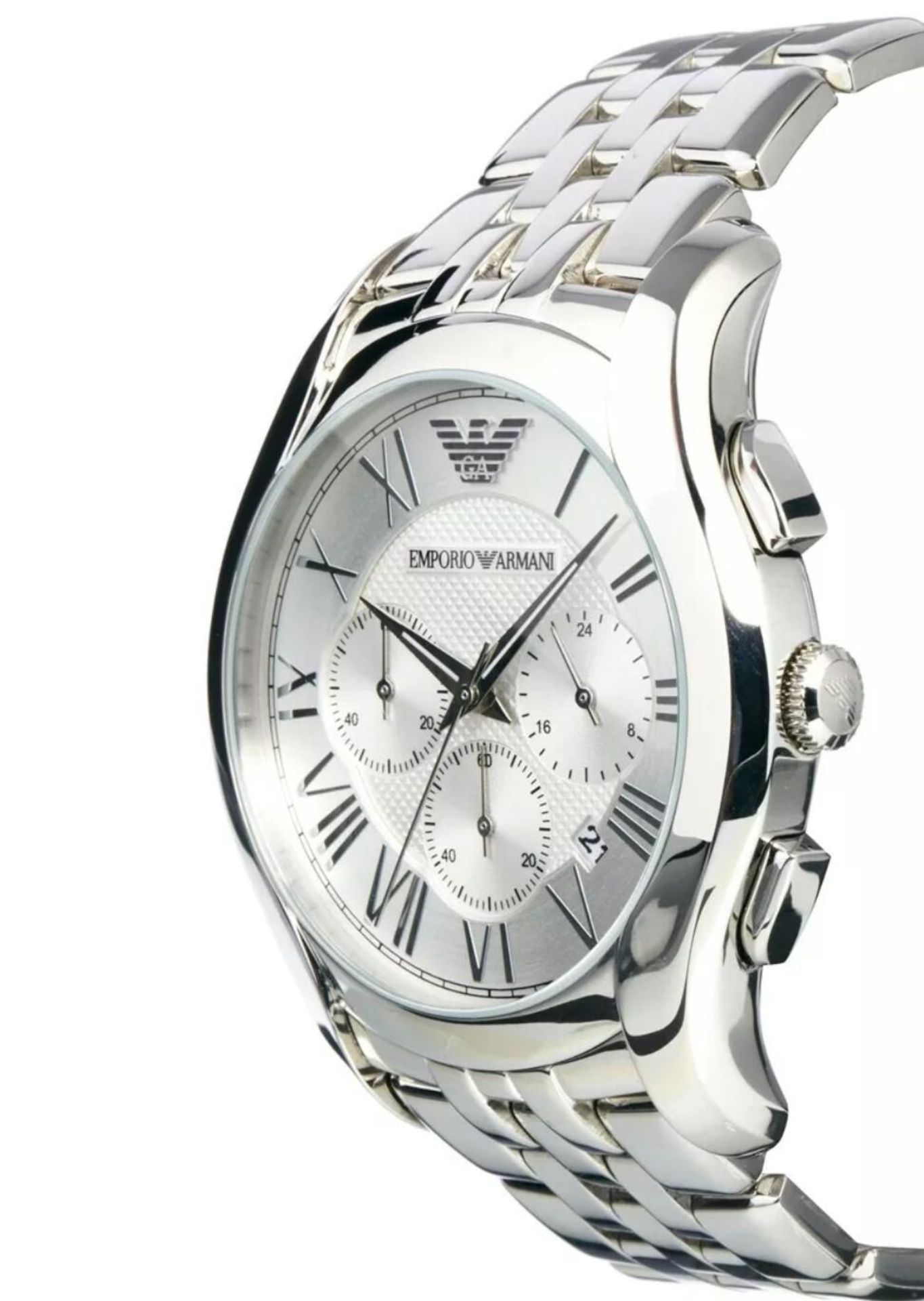 BRAND NEW EMPORIO ARMANI AR1702, GENTS CLASSIC SILVER TONE CHRONOGRAPH STAINLESS STEEL WATCH - - Image 2 of 2