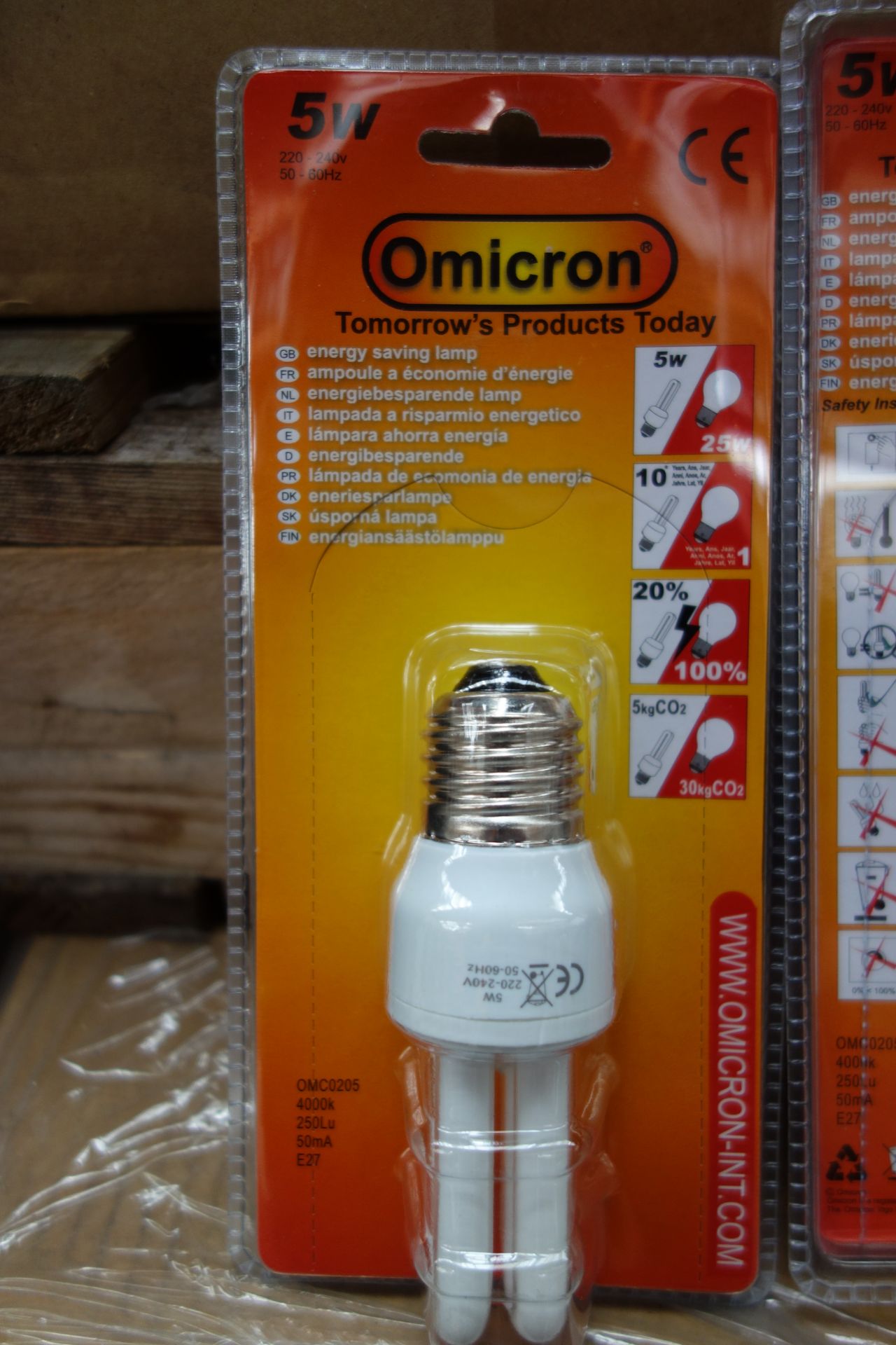 96 x Omicron Energy Saving Light Bulb's. 5w = 25w. E27 Edison Fitting. Upto 10 years life time. ' - Image 3 of 3