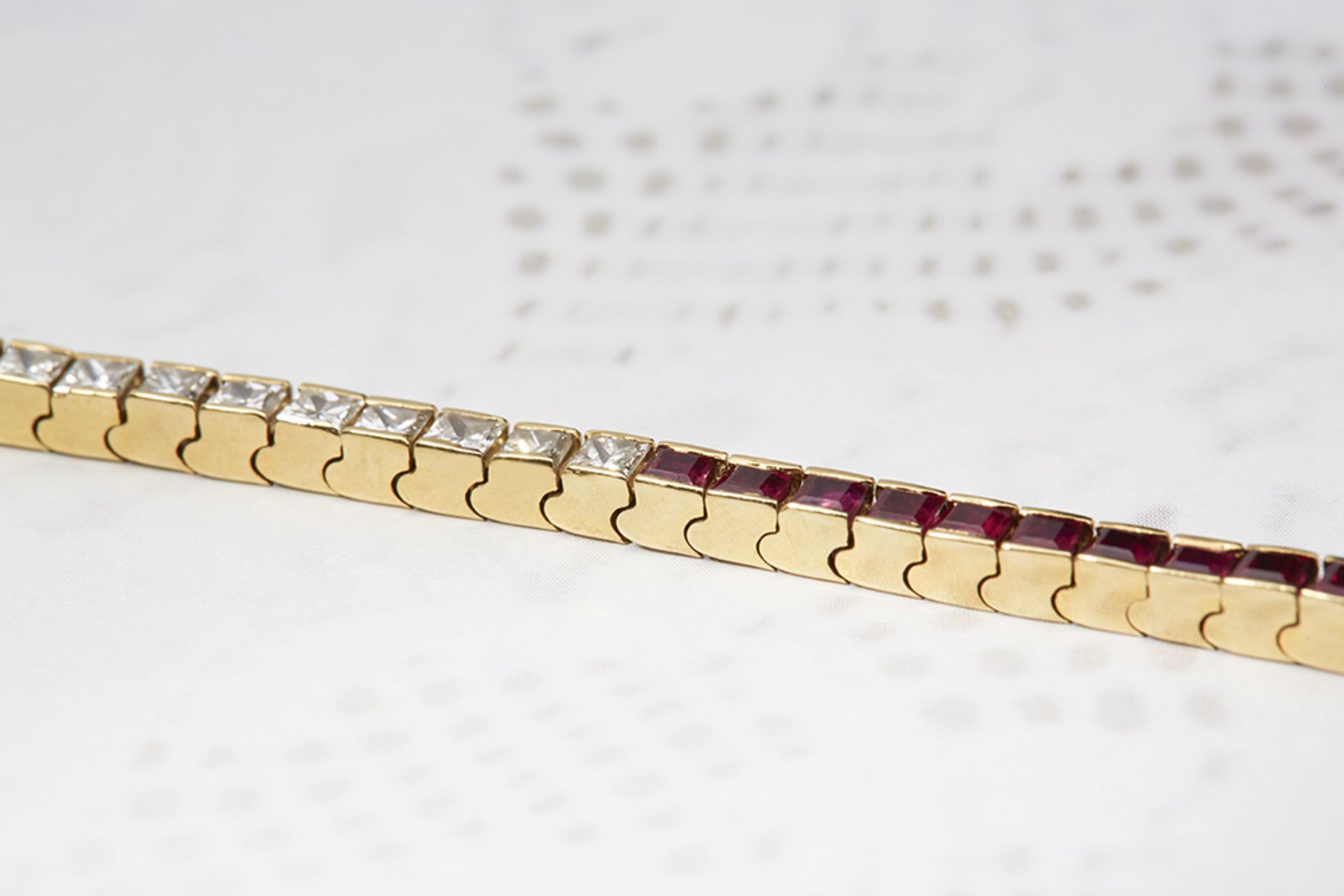 UNBRANDED, 18k Yellow Gold 3.50ct Ruby & 3.50ct Diamond Tennis Bracelet - Image 4 of 6