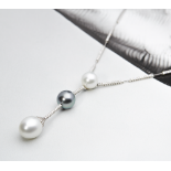Mappin & Webb, 18k White Gold South Sea & Tahitian Pearl Drop Necklace