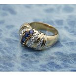 Tiffany & Co., 18k Yellow Gold 0.75ct Sapphire & 1.10ct Diamond Ring