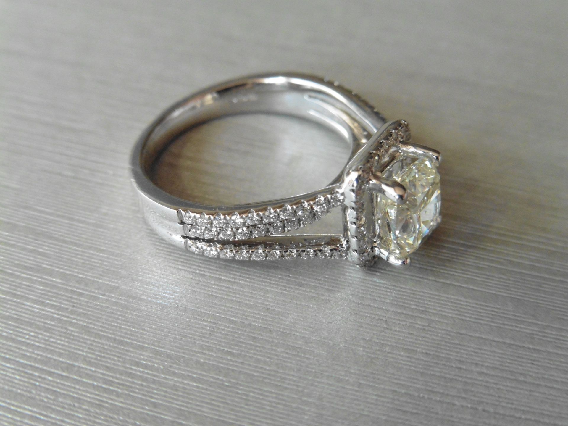 1.70ct diamond solitaire ring. Centre stone is a 1.70ct radiant cut diamond, fancy light yellow - Image 4 of 5
