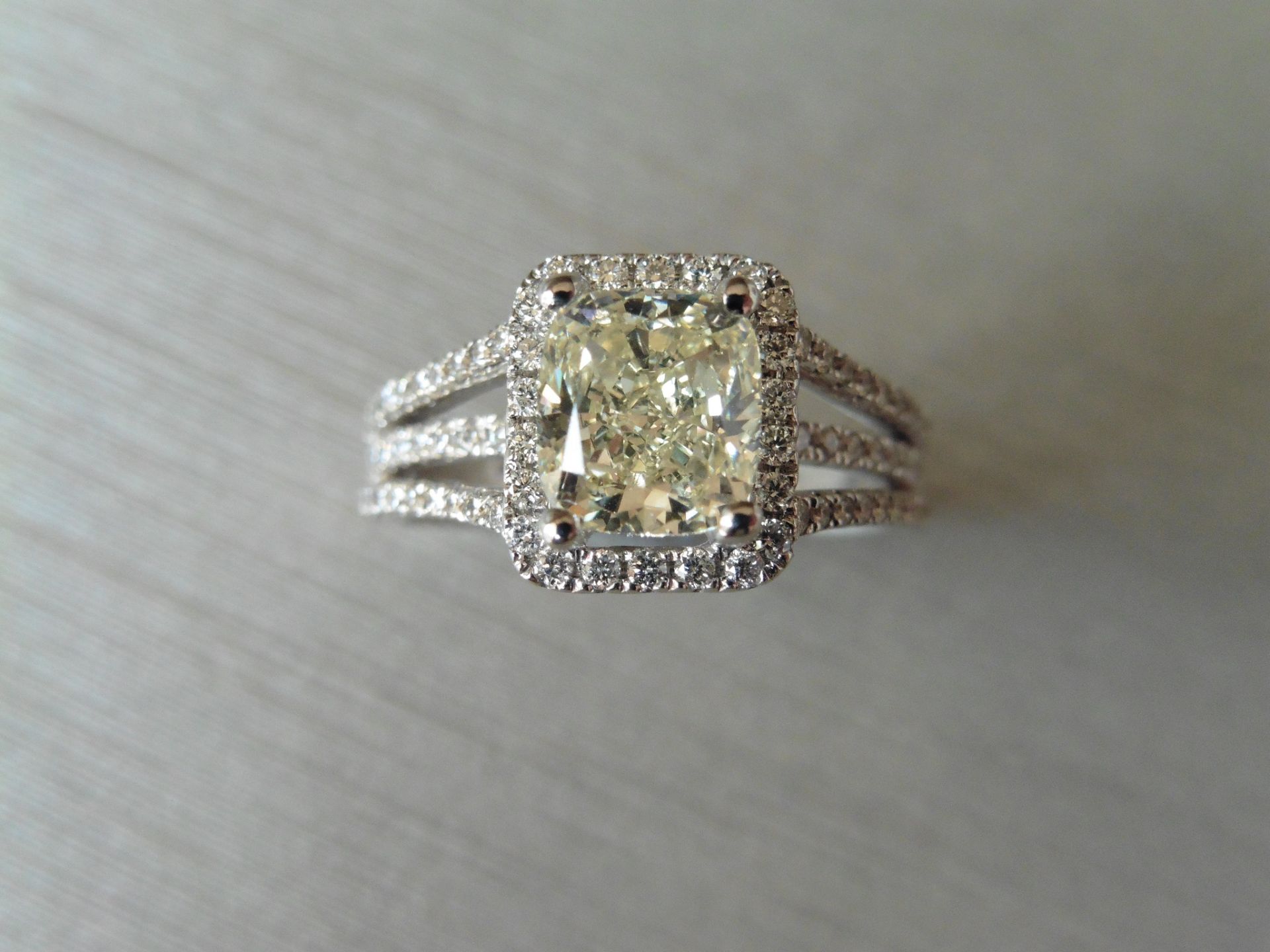 1.70ct diamond solitaire ring. Centre stone is a 1.70ct radiant cut diamond, fancy light yellow - Image 5 of 5