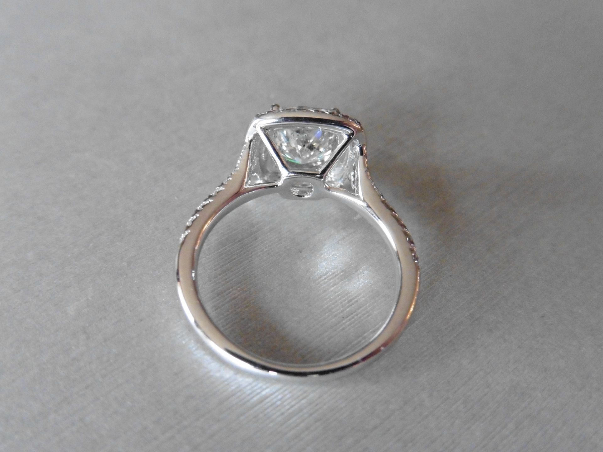 18ct white gold diamond set solitaire ring with a 1.81ct cushion cut diamond in the centre, F - Image 6 of 6