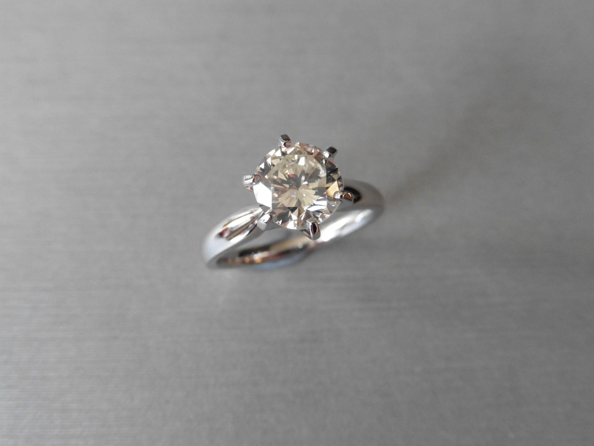 1.63ct brilliant cut diamond solitaire ring. I Colour and VS clarity. Set in a high 6 claw setting