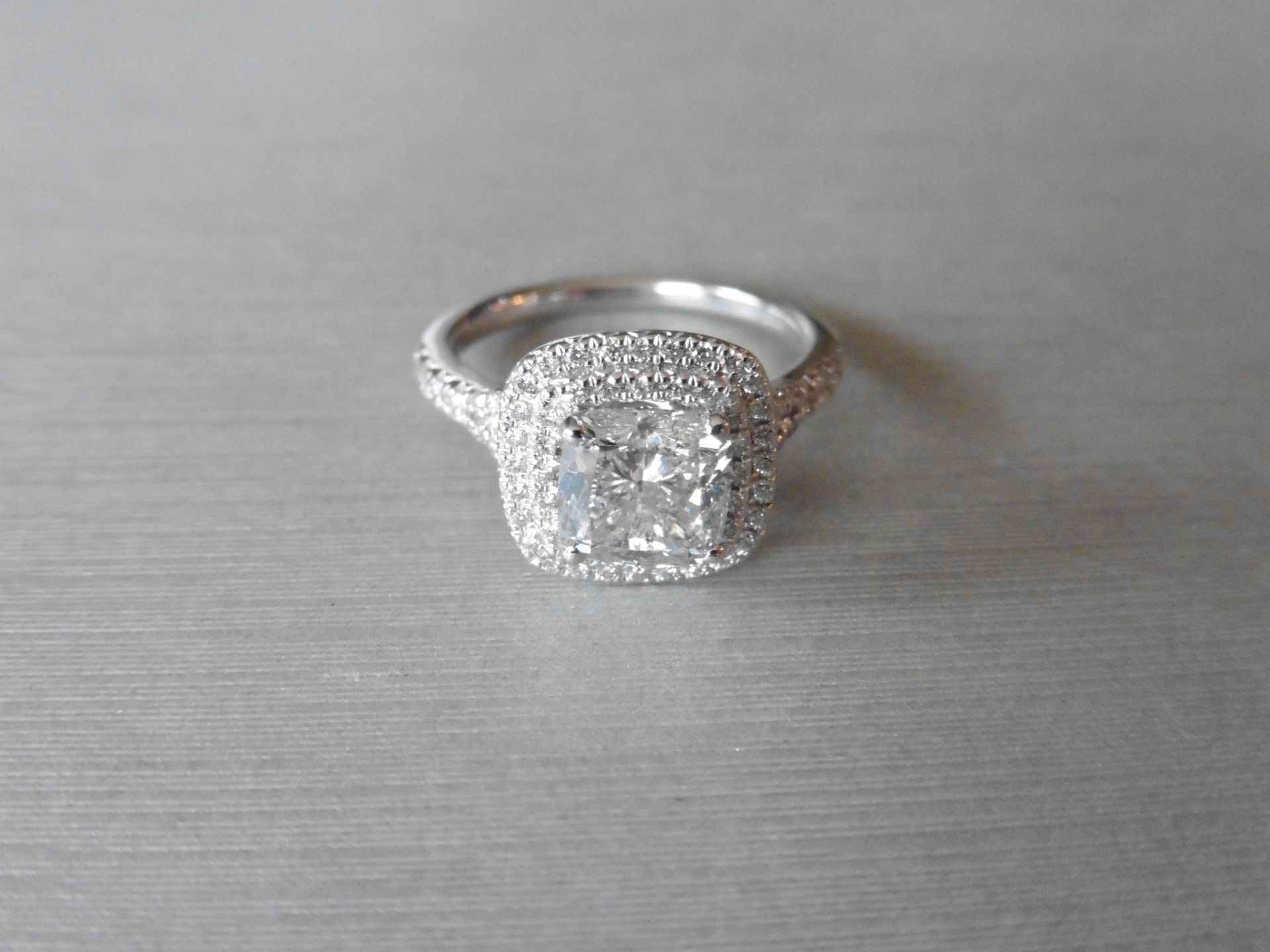 18ct white gold diamond set solitaire ring with a 1.81ct cushion cut diamond in the centre, F - Image 5 of 6