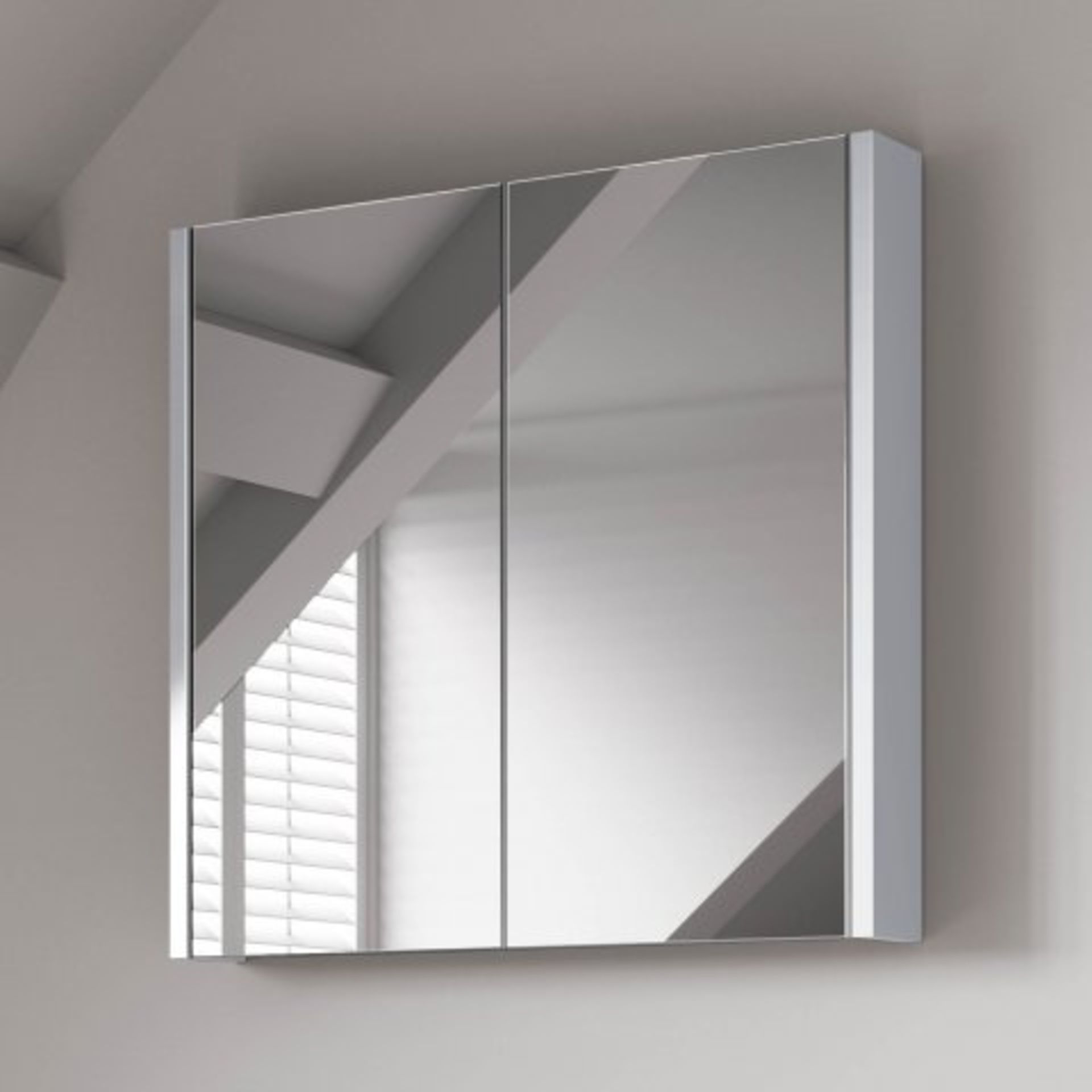 (SKU42) 600mm Gloss White Double Door Mirror Cabinet. RRP £174.99 Our 600mm Gloss White Double