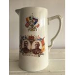 COMMEMORATIVE BOER WAR WATER JUG c1900 - FOR RIGHT AND FREEDOM - LORD KITCHENER AND GENERAL FRENCH -