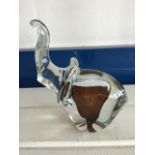 ART GLASS ELEPHANT PAPERWEIGHT. 12CM HIGH. GOOD CONDITION. FREE UK DELIVERY. NO VAT.