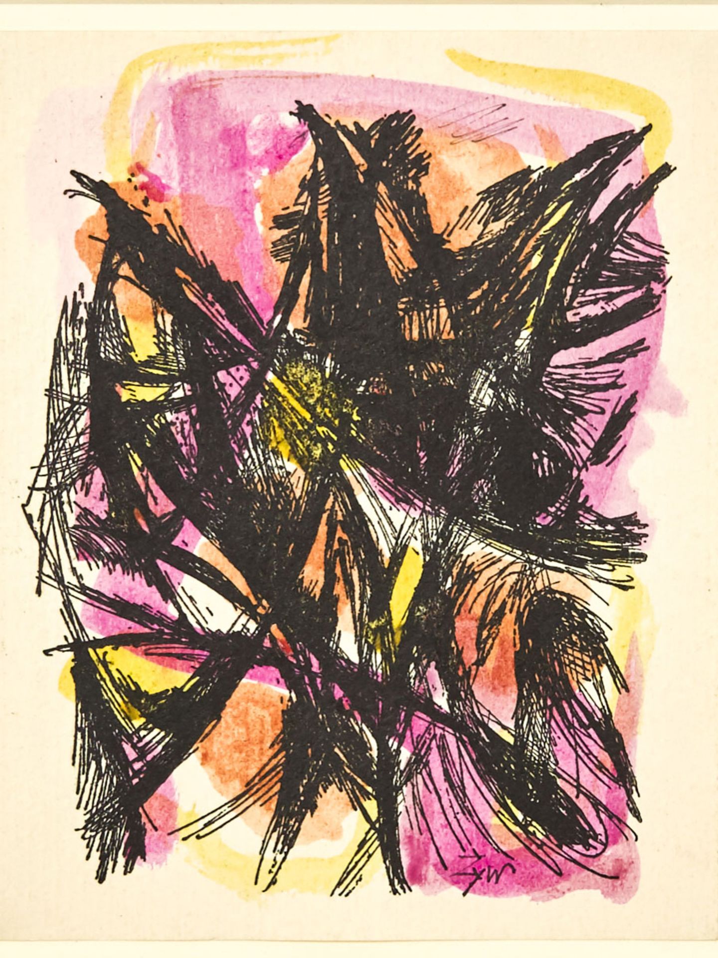 ALEKSANDER ZYW, ABSTRACT PEN AND WATERCOLOUR, 20TH C. - Image 2 of 3