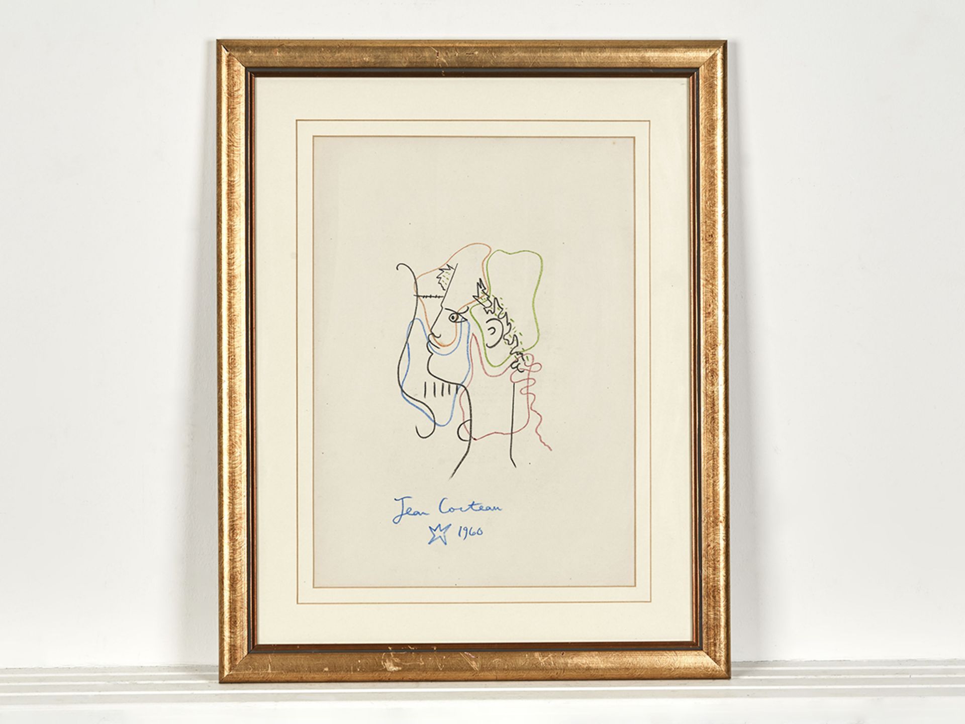 IN THE MANNER OF JEAN COCTEAU, HEAD IN PROFILE, PENCIL 1960