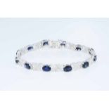 5.28ct Natural Blue Sapphire & Diamond Bracelet