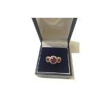 9ct Gold Madagascan Ruby & Diamond Trilogy Ring