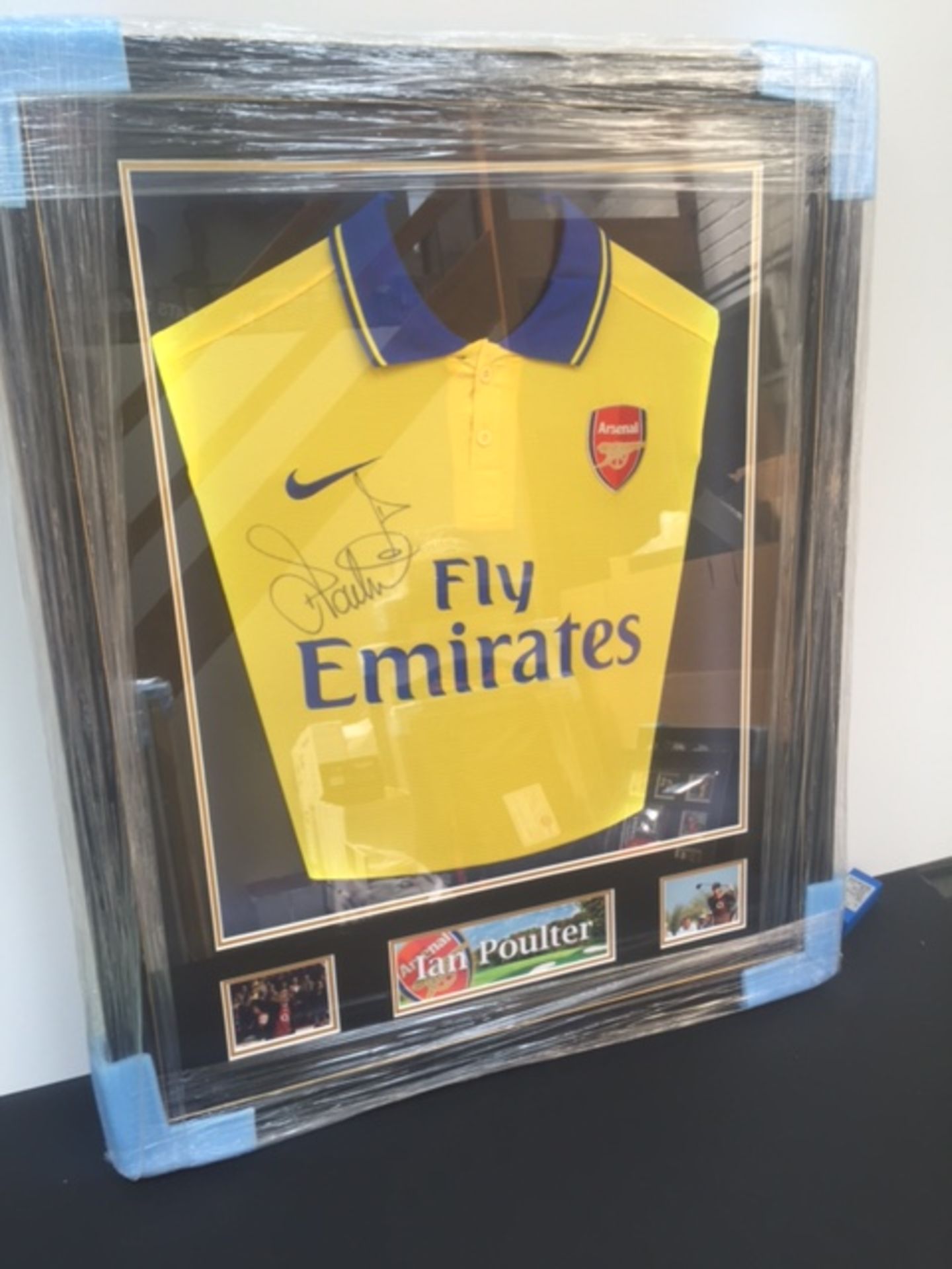Ian Poulter Arsenal Shirt 27" x 33" Black And Gold Frame