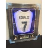 Cristiano Ronaldo Shirt With lIghts 27" x 33" Black frame