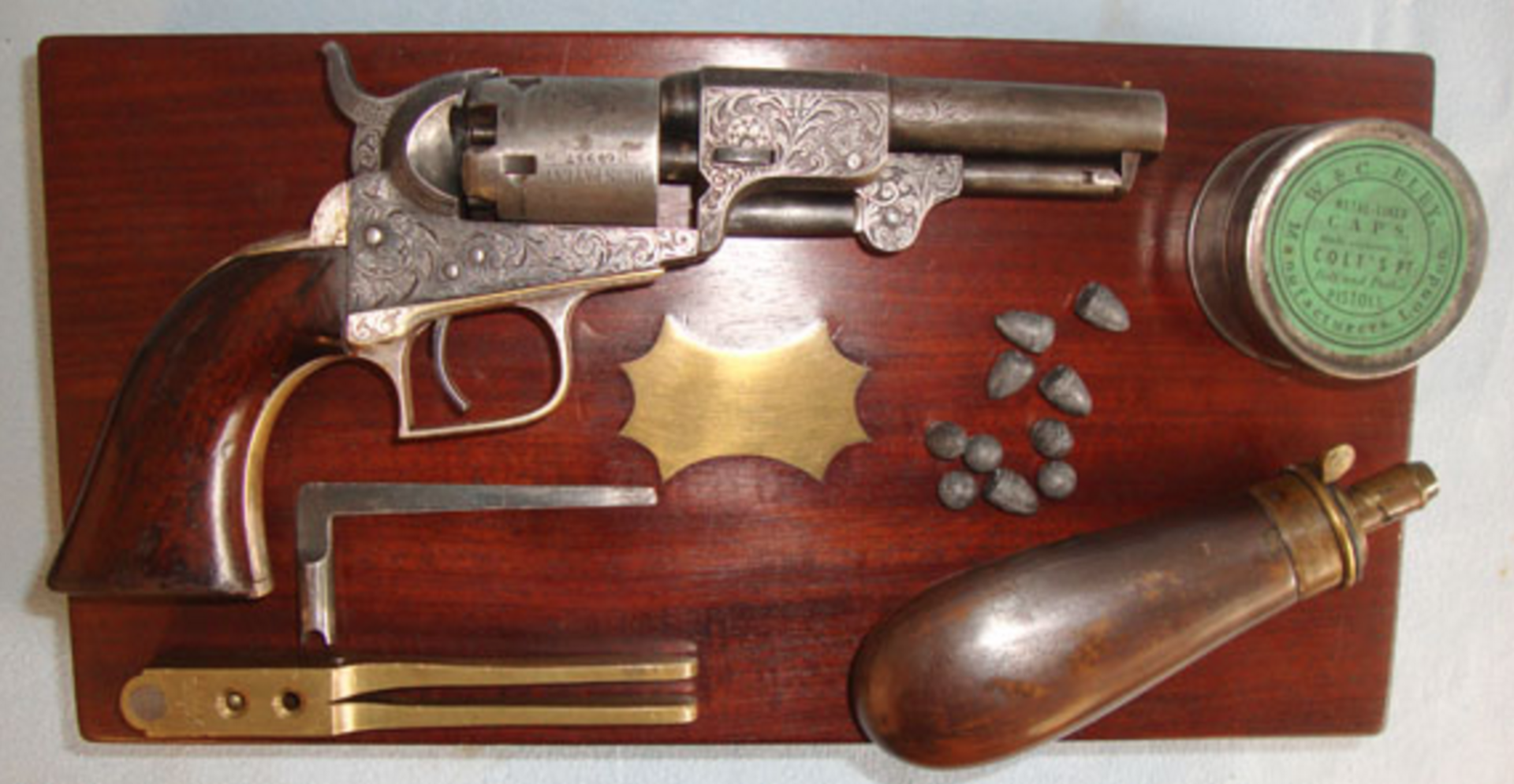 1853, Cased, Ornately Factory Engraved Colt .31 Calibre, Cap And Ball, 1849 Revolver And Accessories - Image 3 of 3