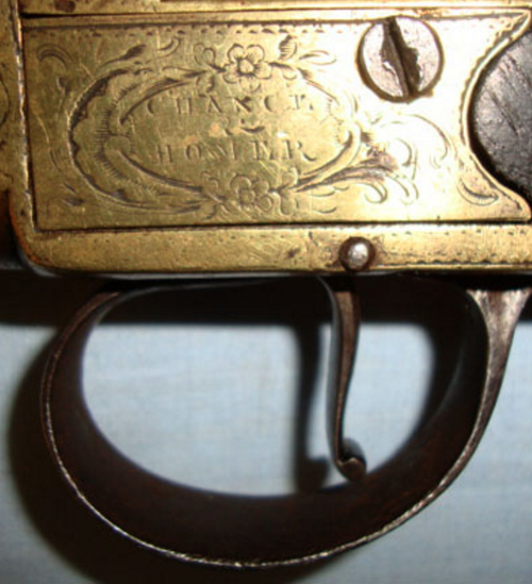 1780-1812, English, .574” Bore, Brass Frame Flintlock Pistol By Chance & Homer - Image 3 of 3