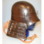 Ancient Japanese Mid Edo Period Iron Kabuto Helmet , 5 Piece Shikoro Neck Guard Armour