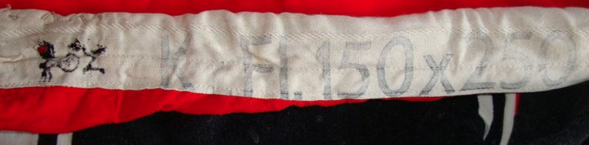 Original Large Nazi WW2 Kriegsmarine Marked Battle Flag Ink Stamped Manufacturer Witte K.G Munchen - Image 3 of 3