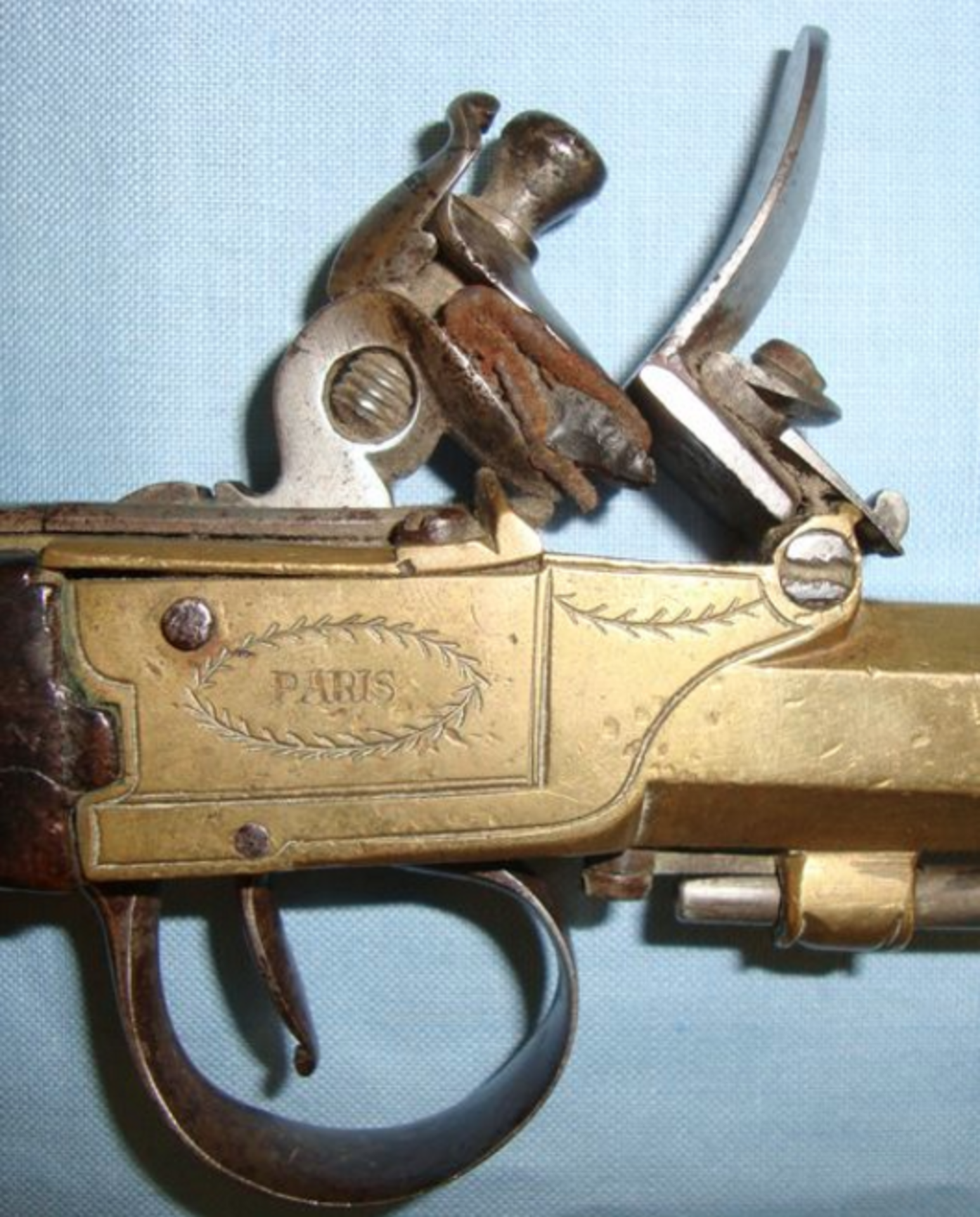 C1800 French, Brass Octagonal Barrel & Frame Flintlock .32 Bore Pocket Pistol By Mathe Paris - Image 2 of 3