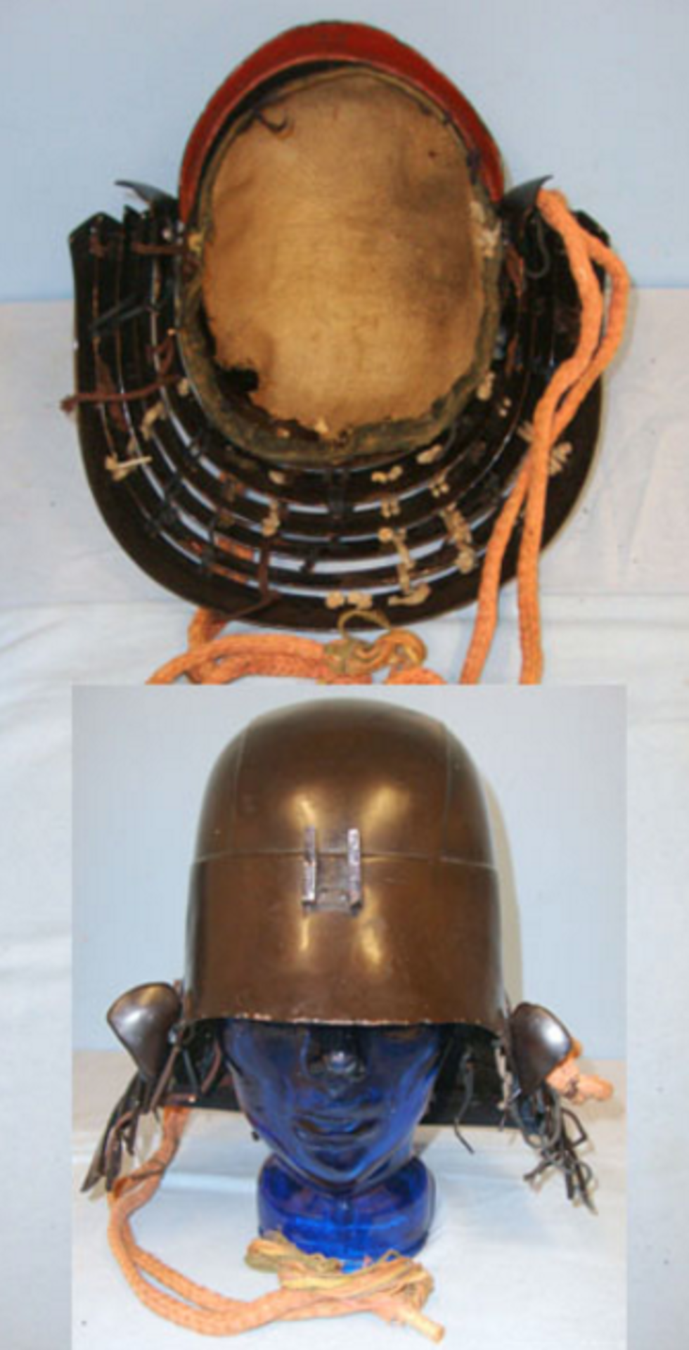 Ancient Japanese Mid Edo Period Iron Kabuto Helmet , 5 Piece Shikoro Neck Guard Armour - Image 2 of 3