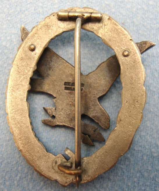 Original WW2 Luftwaffe Gunner/Radio Operator's badge With Lightening Bolts in Tombak By C.E. Junker - Image 2 of 3