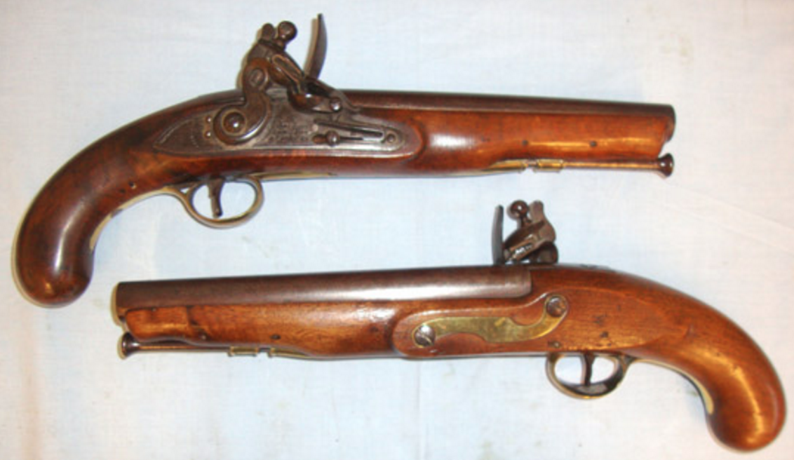 MINT, 1829- 1830 Matching Pair Of English Officer’s Private Purchase 1796 Pistols