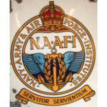 Original Large WW2 British Navy Army & Air Force (NAAFI) Kings Crown Enamelled Metal Sign.