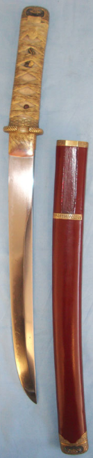 1800-1850 Japanese Shinshinto Wakazashi Long Tanto With Signed Tang By Kane Tsune & Scabbard. - Image 3 of 3